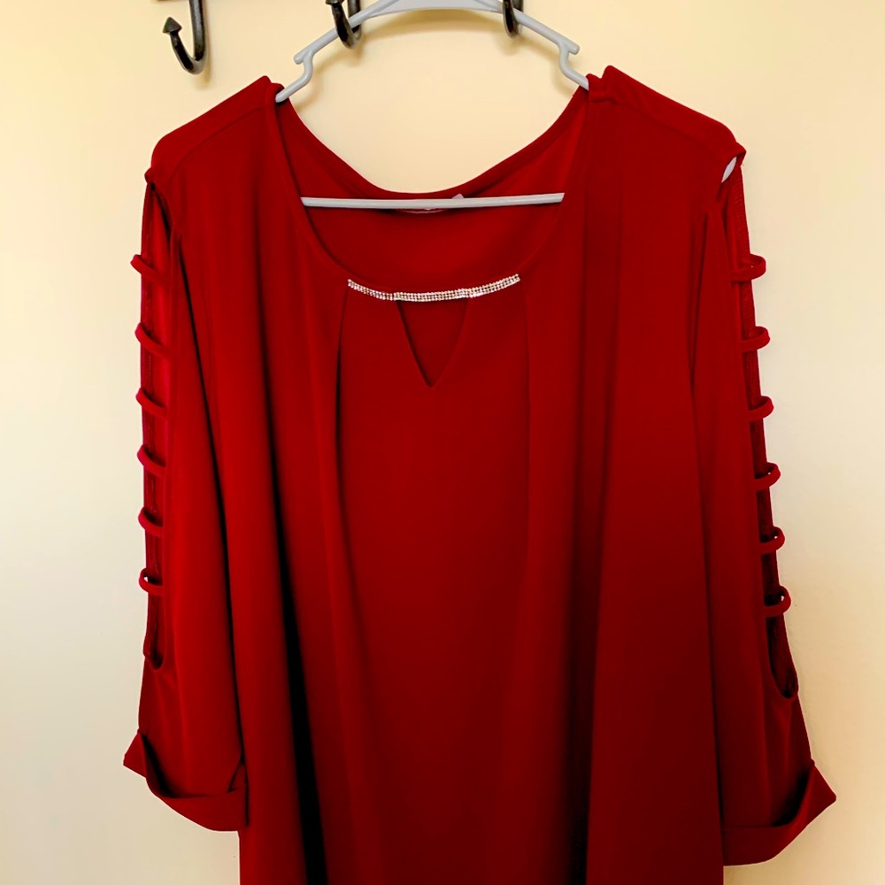 Red long sleeve blouse